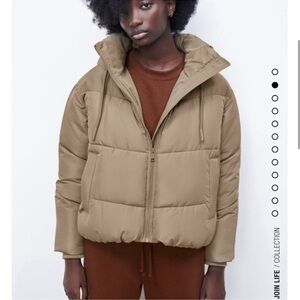 ZARA Water Repellent Cropped Puffer Jacket